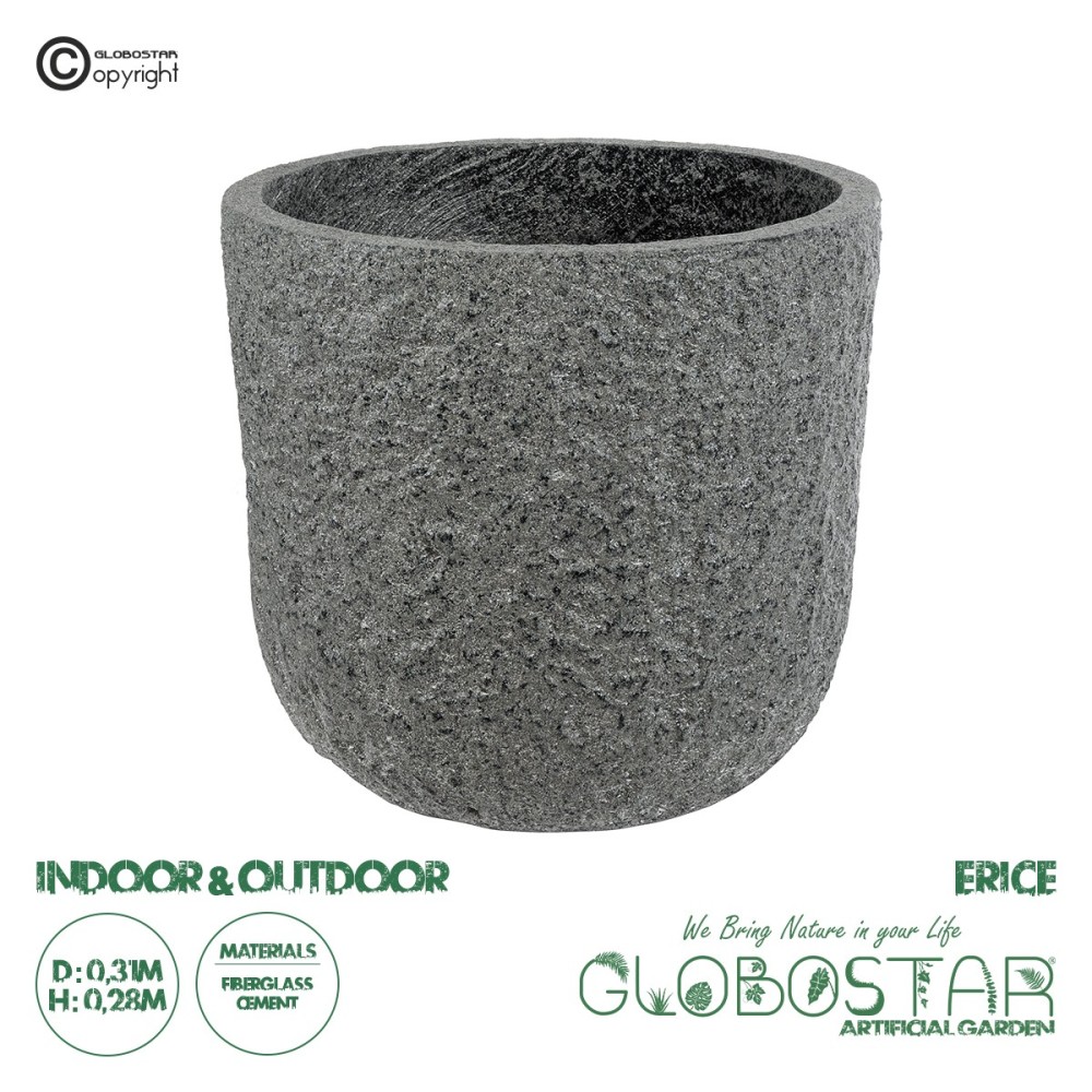 GloboStar® Artificial Garden ERICE 20758 Επιδαπέδιο Πολυεστερικό Τσιμεντένιο Κασπώ Γλάστρα - Flower Pot Γκρι Φ31 x Υ28cm